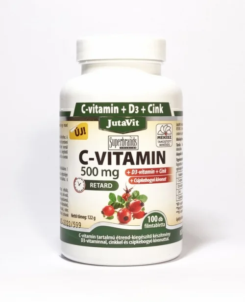 Jutavit C-vitamin 500mg +D3 +cink +csipkebogyó retard filmtabletta 100x